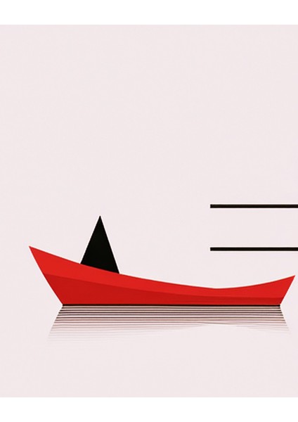 Metal Çerçeveli Gerçek Camlı Tablo - Dijital Baskı- Soyut Kırmızı Kayık fiyatları