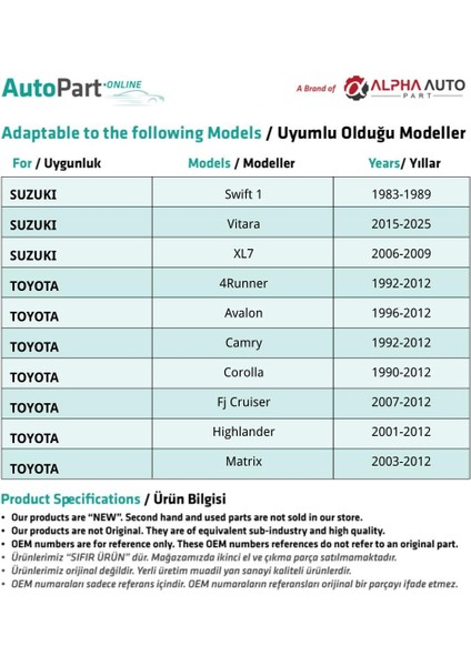 Toyota ve Suzuki Için Döşeme Klipsi- 10 Adet fiyatları