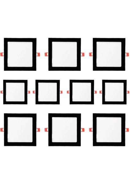 10 Adet 12W Sıva Altı Siyah Kare LED Panel 6500K Beyaz MX-1034