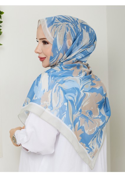 Gökyüzü Işıltısı Çiçek Desenli Şal – 75X185 cm modelleri