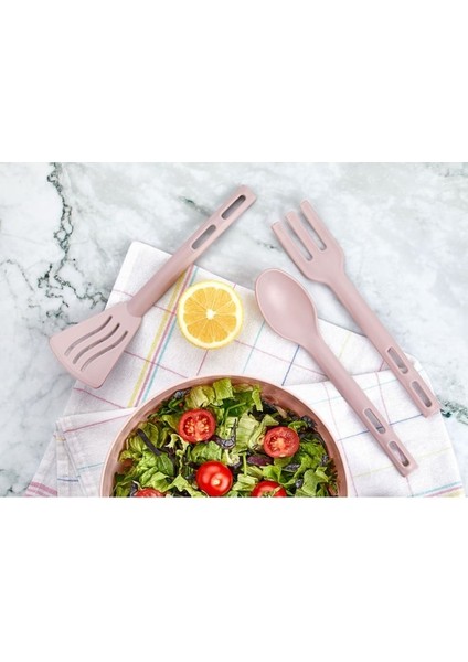 3lü Mini Plastik Spatula Kaşık Çatal Servis Seti Takımı Pembe modelleri