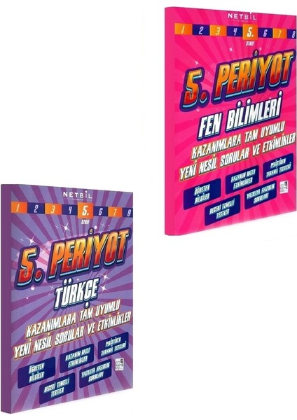 Netbil Yayınları 5. Sınıf Periyot Fen Türkçe Etkinlikli Soru Bankası Seti 2 Kitap