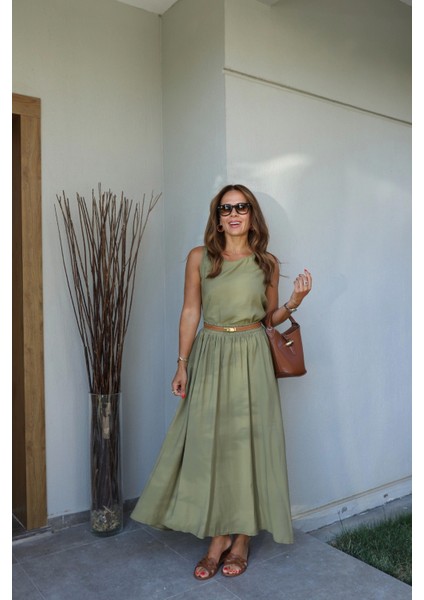 Yeşil Bluz Etek Takım