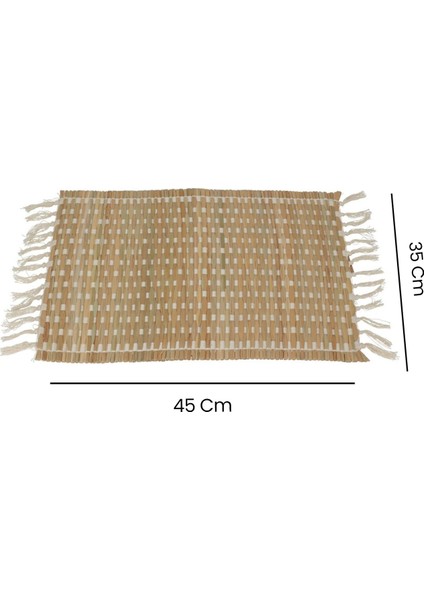 Püsküllü Amerikan Servis - Bej - 45X35 cm fiyatları