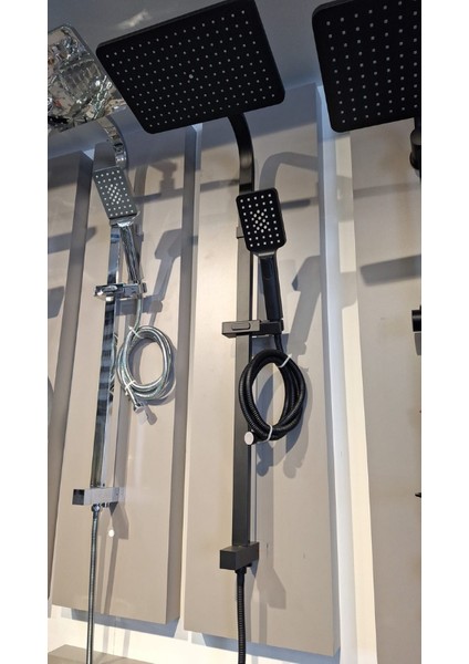 Siyah Kare Duş Seti | Kare Borulu