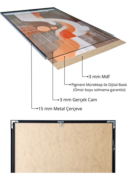 Metal Çerçeveli Gerçek Camlı Tablo - Dijital Baskı - Soyut Kayık modelleri