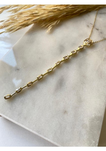 Ithal Vip Baget Taş Detay Sallantılı Gold Renk 50 cm Y Kolye fırsatları