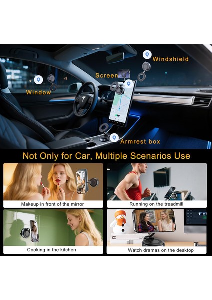 Kablosuz Araç Içi Cep Telefonu Plastik Kaplama Tutucu Araç Içi Montaj (Sadece Düz Zeminler Için) Vakumlu Hands Free 360 Derece Ayarlanabilir Manyetik Telefon Tutucu X68 indirimleri