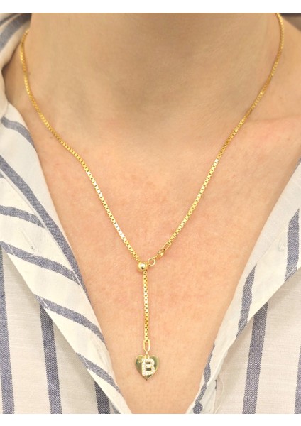 925 Ayar Gümüş Kalpli Taşlı Harfli Asansör Zincir Kolye fiyatları