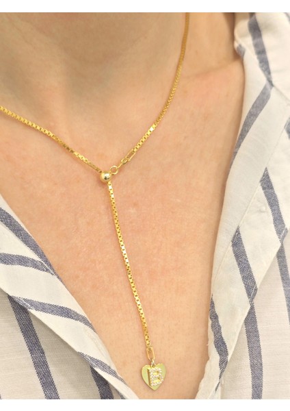 925 Ayar Gümüş Kalpli Taşlı Harfli Asansör Zincir Kolye modelleri