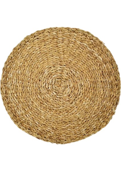 Doğal Deniz Sazı Yuvarlak Supla, El Yapımı Amerikan Servis, Rustik Masa Dekoru, 32 cm