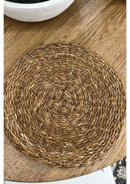 Doğal Deniz Sazı Yuvarlak Supla, El Yapımı Amerikan Servis, Rustik Masa Dekoru, 32 cm indirimleri