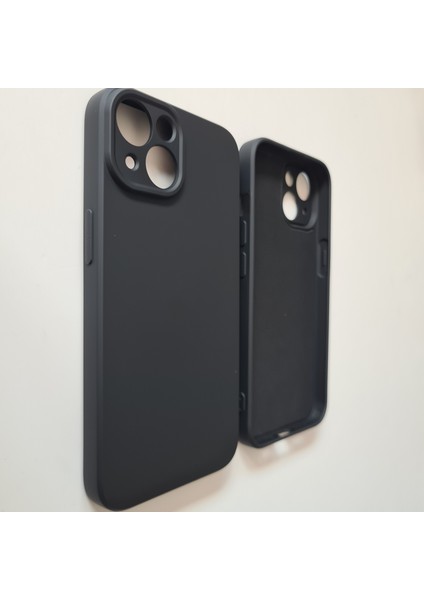 İphone 13 ile Uyumlu Logosuz Kamera Korumalı Lansman Içi Kadife Silikon Kılıf