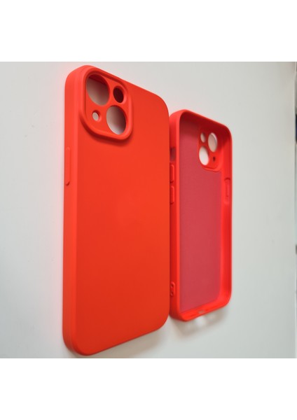 İphone 13 ile Uyumlu Logosuz Kamera Korumalı Lansman Içi Kadife Silikon Kılıf