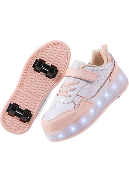 Pembe Dört Tekerlekli LED Işıklı Paten (Yurt Dışından)