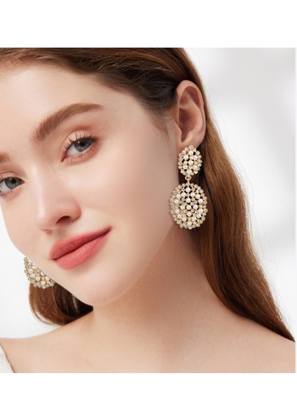 Avrupa ve Amerikan Moda Atmosferik Çift Oval Inci Küpeler (Yurt Dışından) modelleri