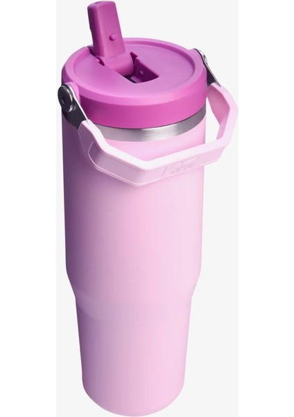 Kişiselleştirilebilir The Iceflow Flip Straw Pipetli Termos Bardak 0,89 Lt Pembe Özel Isimli modelleri