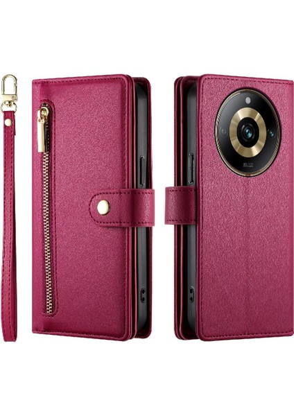 Realme 11 Pro Için Flip Case Crossbody Kayış Standı Çok Fonksiyonlu Cüzdan (Yurt Dışından)