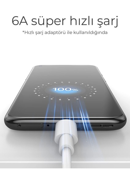 By Deji Xiaomi Uyumlu Kablo 120W Örgülü Hızlı Şarj ve Data Kablosu Type-C 1.2m Beyaz fırsatları