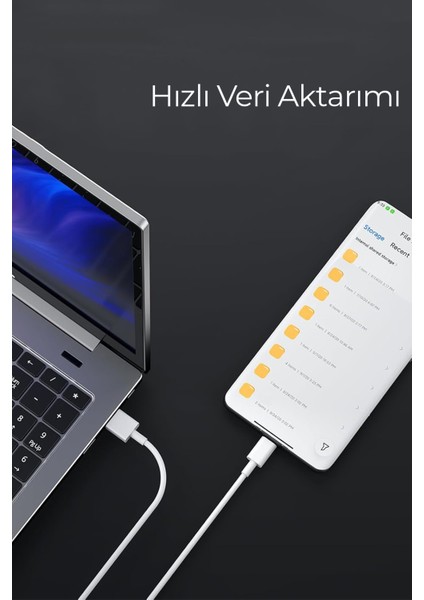 By Deji Xiaomi Uyumlu Kablo 120W Örgülü Hızlı Şarj ve Data Kablosu Type-C 1.2m Beyaz indirimleri