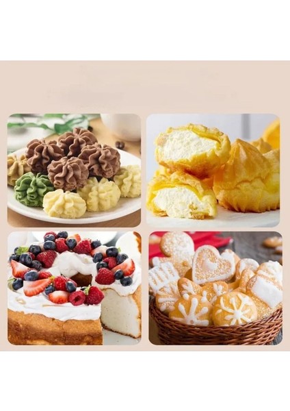 Krema Pompası – 9 Farklı Başlıklı Pasta Kurabiye Kek Süsleyici, Pratik Krema Sıkma Aparatı fırsatları