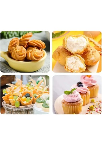 Krema Pompası – 9 Farklı Başlıklı Pasta Kurabiye Kek Süsleyici, Pratik Krema Sıkma Aparatı indirimleri