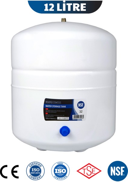 12 Litre Su Arıtma Cihazı Tankı 3.2 Galon Çelik Tank Plus Model