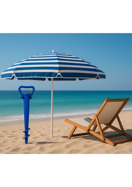 Bez Plaj Şemsiyesi-2metre+Şemsiye Tutucu Kazık (Istediğiniz Rengi Sipariş No Ile Iletebilirsiniz)