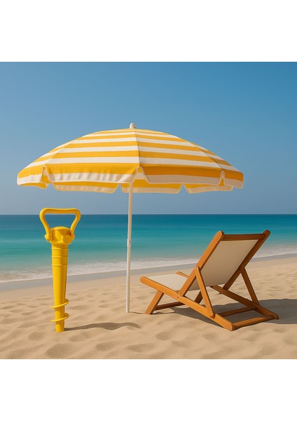 Bez Plaj Şemsiyesi-2metre+Şemsiye Tutucu Kazık (Istediğiniz Rengi Sipariş No Ile Iletebilirsiniz) fiyatları