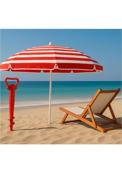 Bez Plaj Şemsiyesi-2metre+Şemsiye Tutucu Kazık (Istediğiniz Rengi Sipariş No Ile Iletebilirsiniz) fırsatları