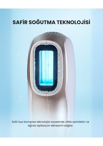 Sapphire Soğutma Özellikli IPL Lazer Epilasyon Aleti (Safir Cam) - Rosegold + Gözlük ve Çanta Hediyeli fiyatları