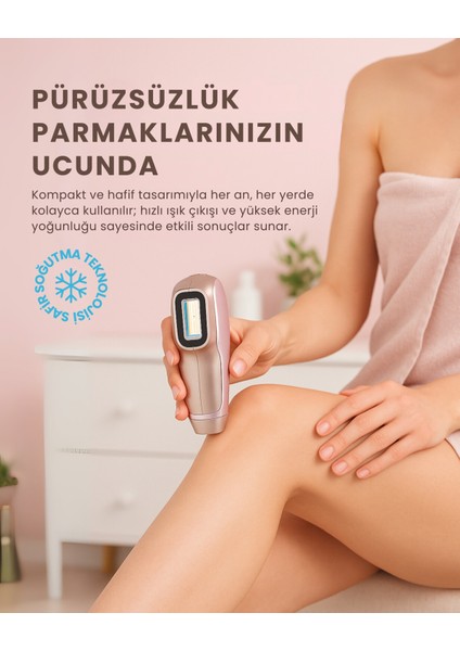 Sapphire Soğutma Özellikli IPL Lazer Epilasyon Aleti (Safir Cam) - Rosegold + Gözlük ve Çanta Hediyeli fırsatları