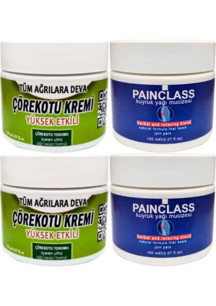 2’li Adet Çörek Otu Kremi Orta Boy 100 ml Krem + 2 Adet Painclass 150 ml Kuyruk Yağı Kremi