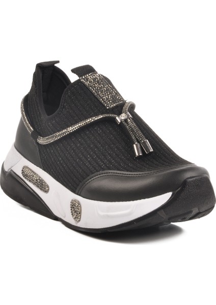 Siyah Beyaz Anorak Taş Işlemeli Kadın Casual Ayakkabı 702498 Z modelleri