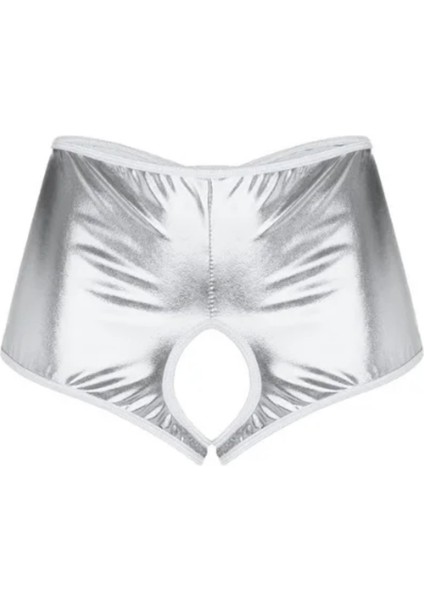 Gri Deri Görünümlü Özel Bölgesi Açık String Külot