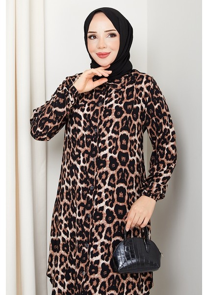 Leopar Desenli Dokuma Viskon Ikili Takım 1576 - Siyah fiyatları