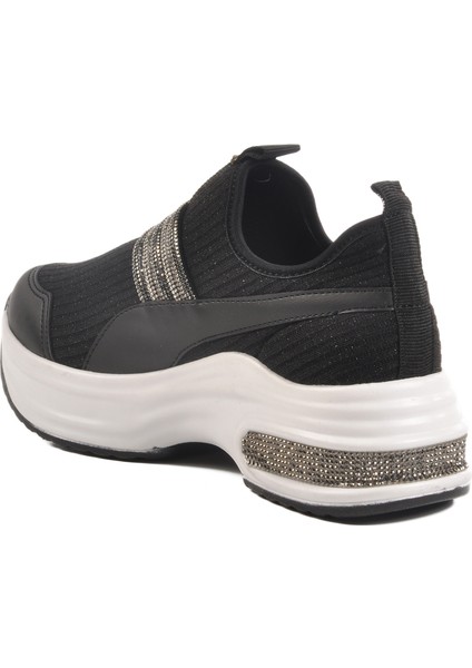 Siyah Beyaz Anorak Taşlı Kadın Sneaker 702307 Z fırsatları
