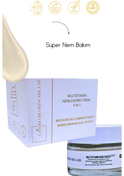 Multivitamin Bitkisel Kolajen Içeren Organik Moisturizer 9 In 1 Krem Hamamelis Centella Asiatica