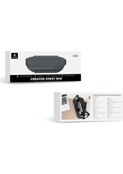 LB573 Creator Serisi Su Geçirmez Polyester Kumaş Ayarlanabilir Askılı Bel Çantası Gri