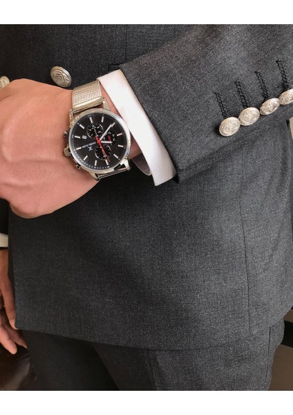 İtalyan Stil Kruvaze Ceket Pantolon Takım Elbise Antrasit T4345 indirimleri