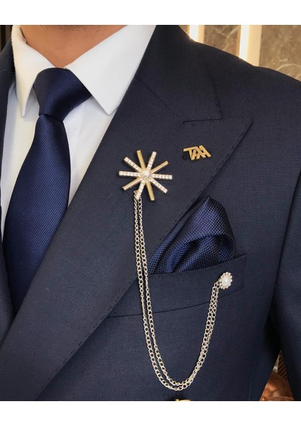 İtalyan Stil Kruvaze Ceket Pantolon Takım Elbise Lacivert T4339 indirimleri