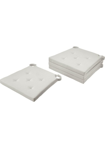 Justına Sandalye Minderi 42/35X40X4 cm Ekru Çift Taraflı Cırtcırtlı Makinede Yıkanabilir Minder
