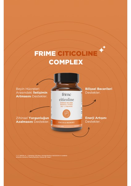 Focus, Enerji, Sitikolin, Rhodiola, Ginkgo Biloba, B12, L Theanine