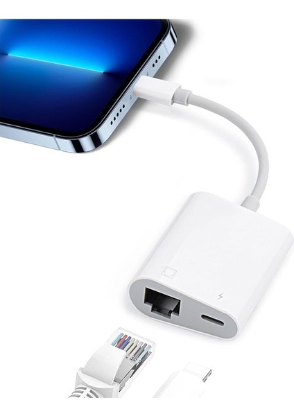 Lightning To Ethernet RJ45 Şarj Girişli Çevirici Adaptör fırsatları