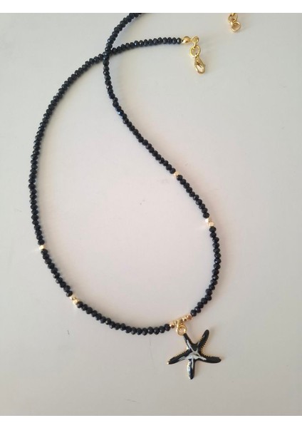 Siyah Yıldız Uçlu Kristal Boncuk Kolye fiyatları