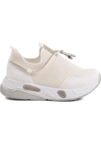Beyaz Anorak Taş Işlemeli Kadın Casual Ayakkabı 702498 Z