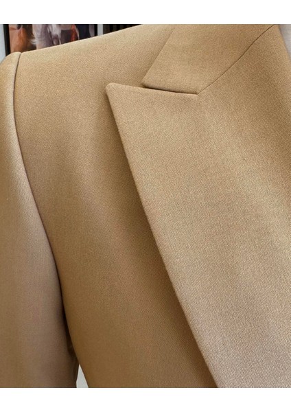 Italyan Stil Kruvaze Ceket Pantolon Takım Elbise Camel T9106 indirimleri