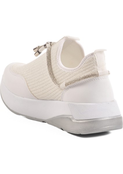 Beyaz Anorak Taş Işlemeli Kadın Casual Ayakkabı 702498 Z fırsatları