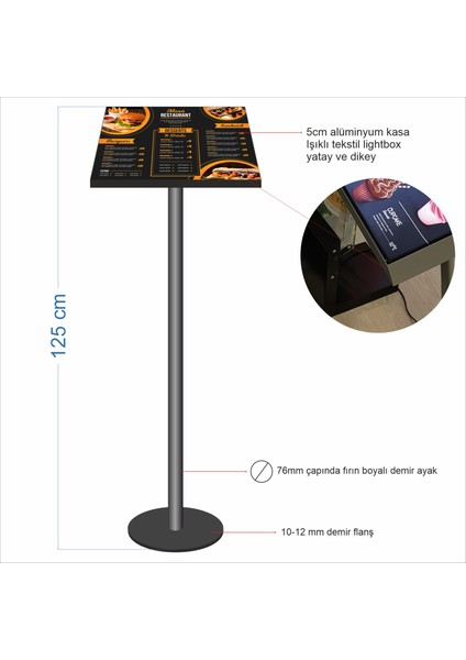 Ayaklı Işıklı Lightbox Menu