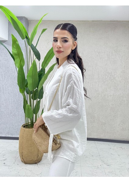 Pamuklu Önden Bağcıklı Kimono